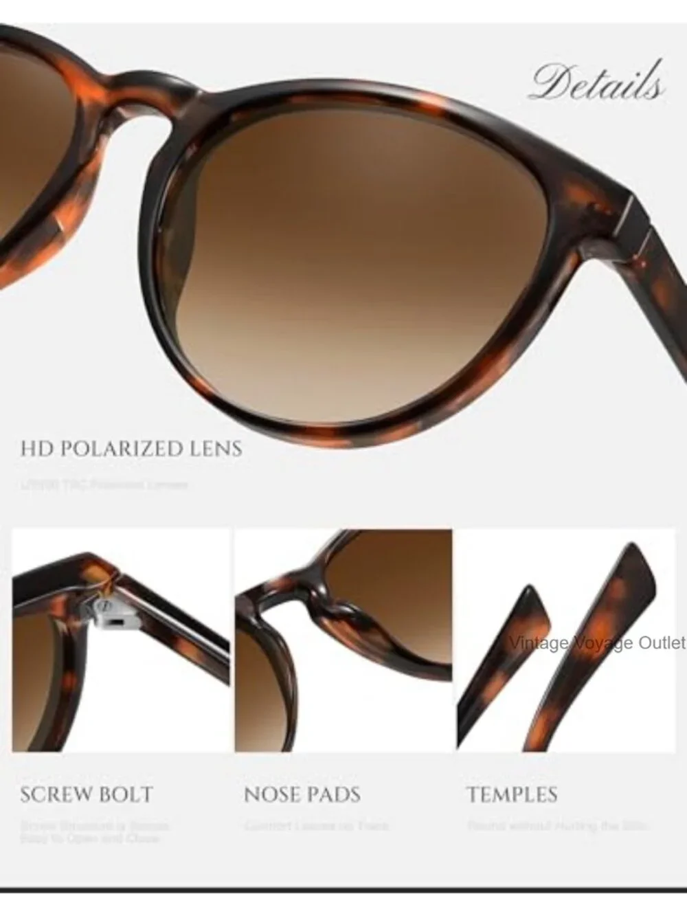 Retro Round Polarized Sunglasses for Women Vintage Style UV400